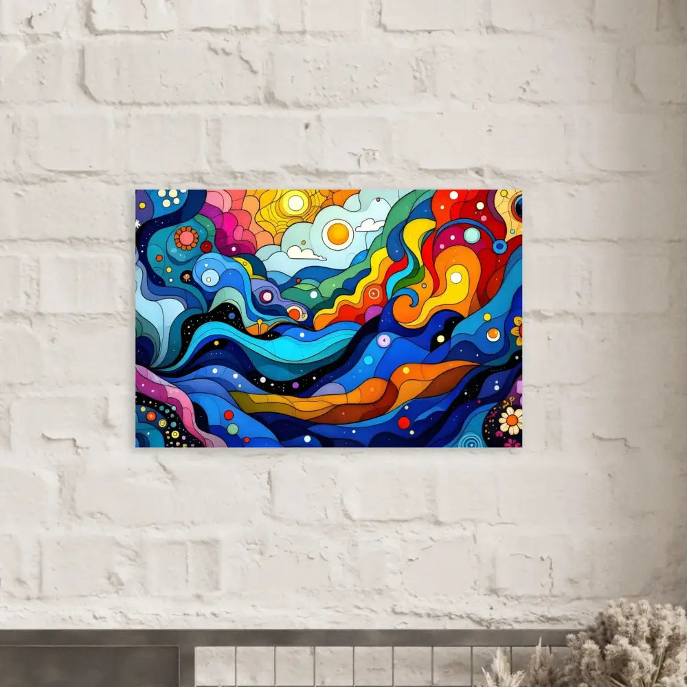 Colorful abstract art print aluminum wall art layered spectrum psychedelic decor