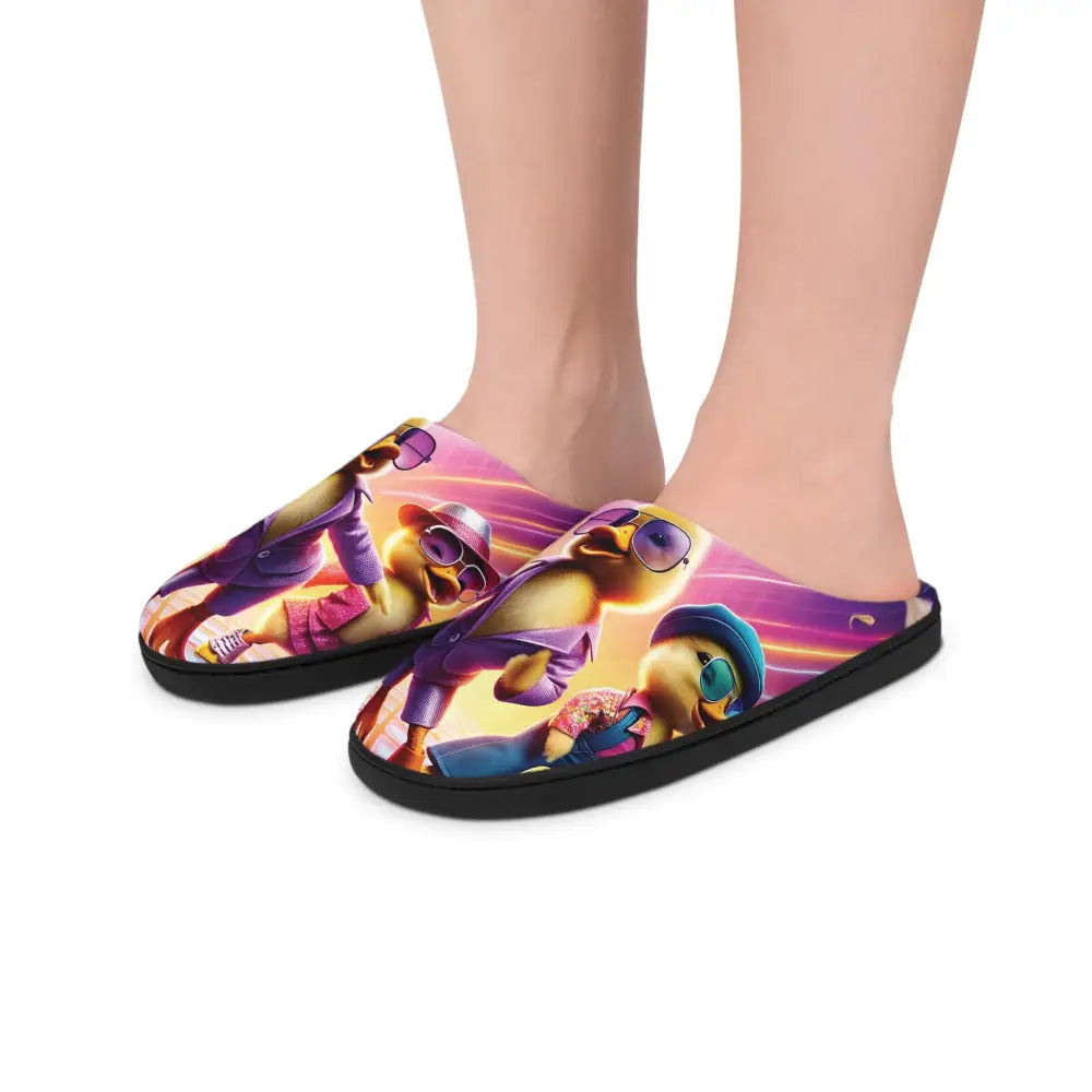 Vibrant cartoon chick slippers for women from PixiOnyx Disco Ducklings collection