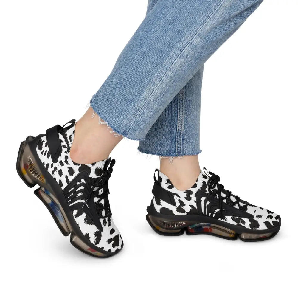 Cow-print athletic shoes from Women’s Sneakers White Leopard Dash PixiOnyx Streetstride Edition