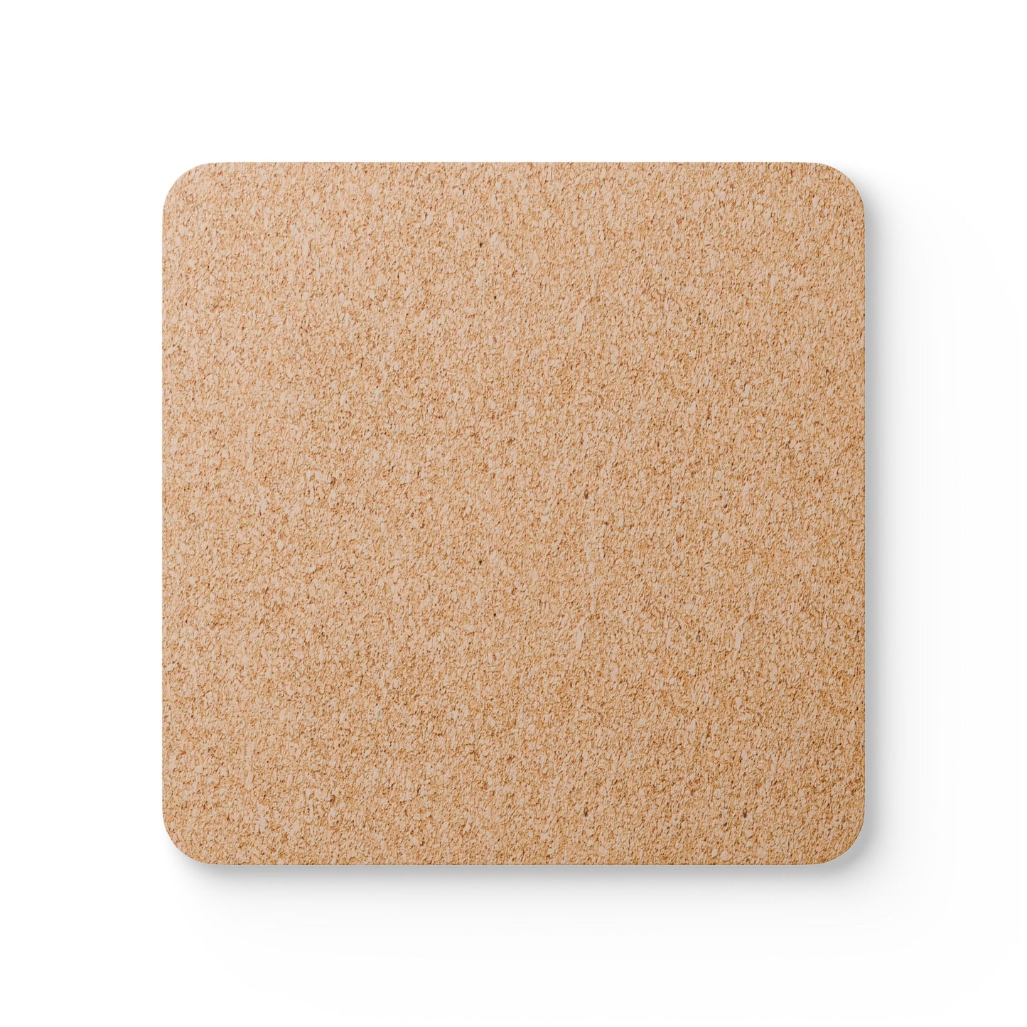 Square cork drink coaster with natural cork texture finish, no printed design