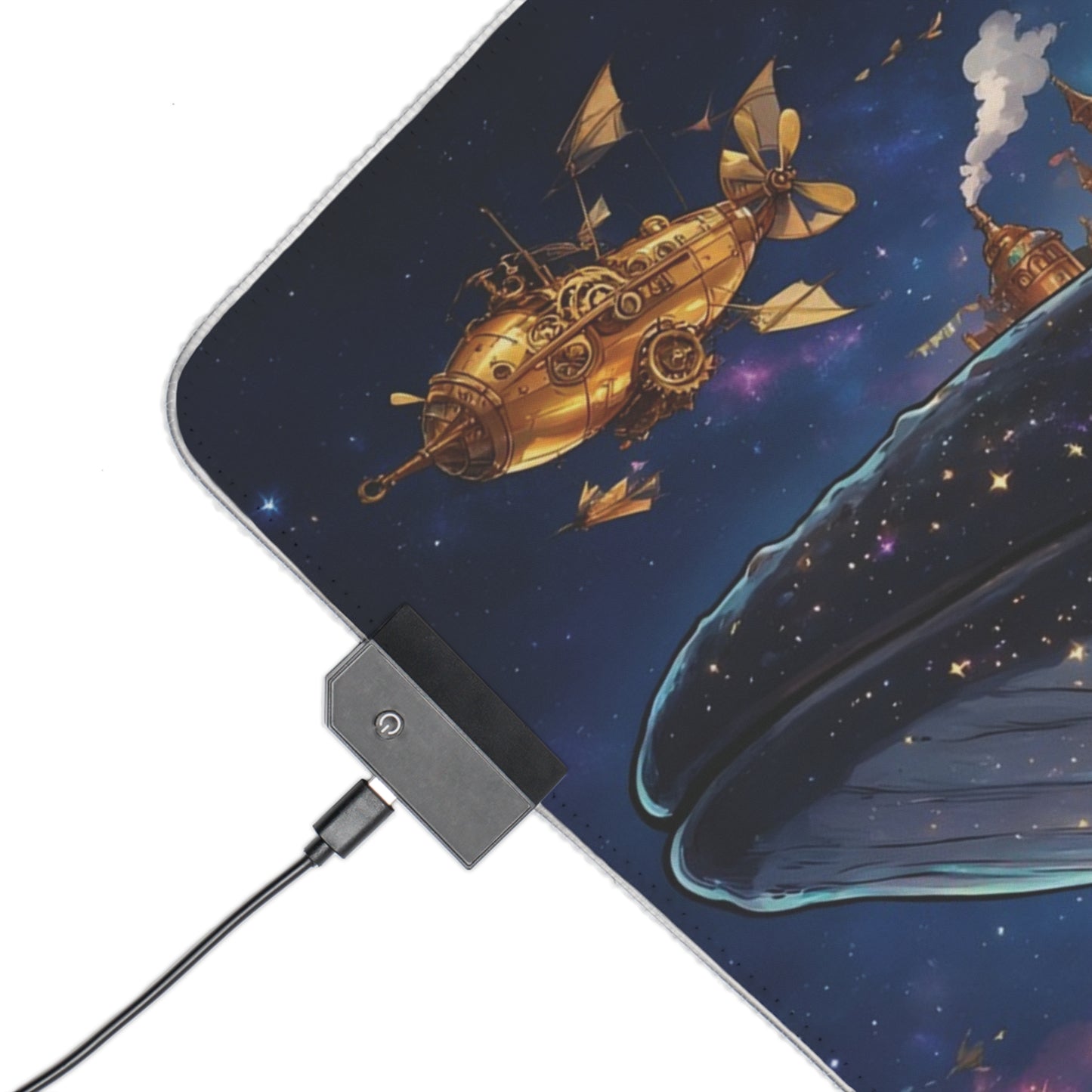 LED Gaming Mouse Pad - Fantasy Whale City RGB Desk Mat for Gamers