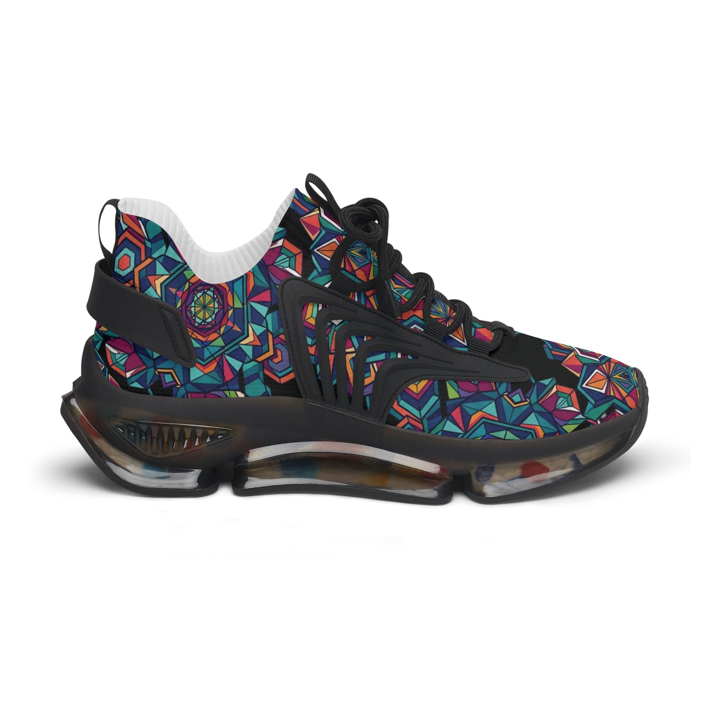 Colorful Geometric Mesh Sneakers - Women's Breathable Athletic Shoes