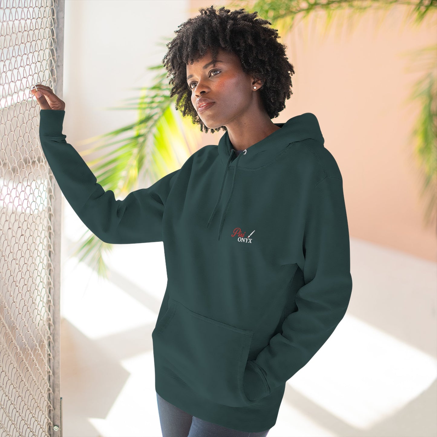 Unisex Geometric Dolphin Fleece Hoodie - Coastal Animal Graphic Pullover