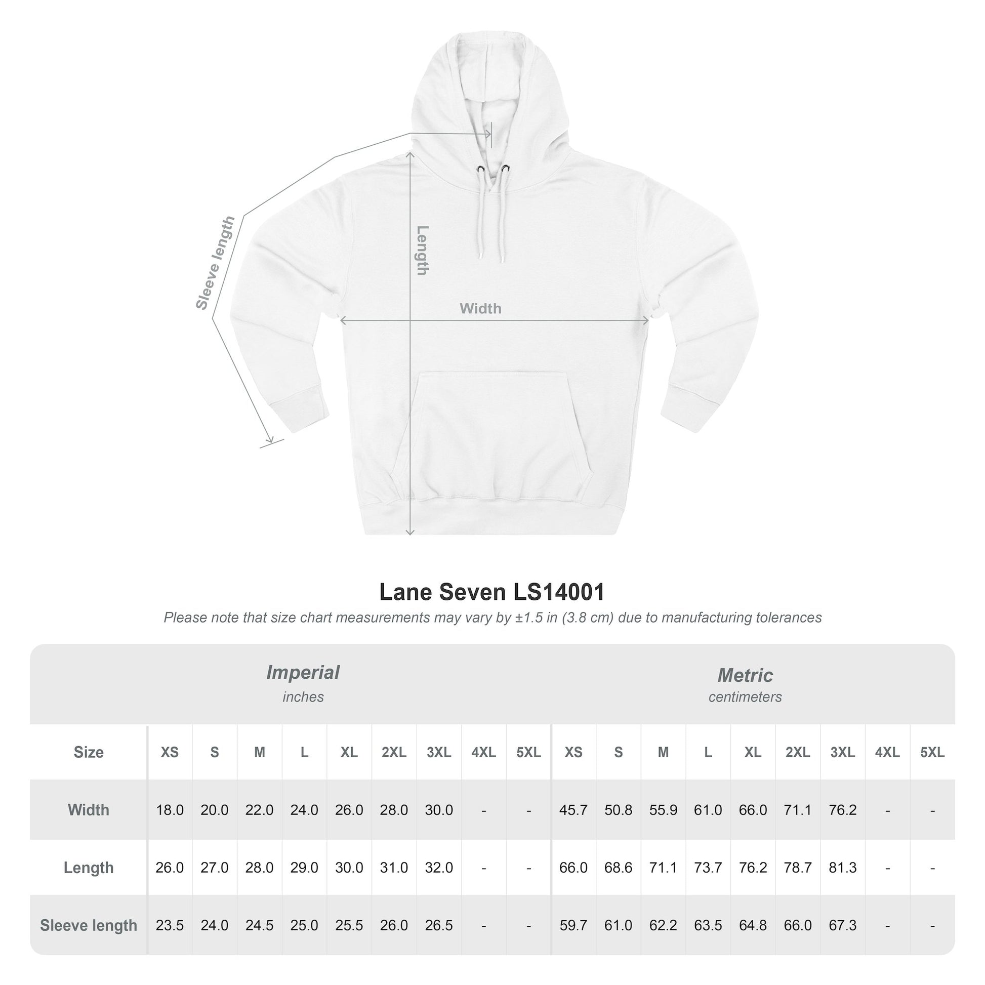 White unisex pullover hoodie flat lay with hood and kangaroo pocket