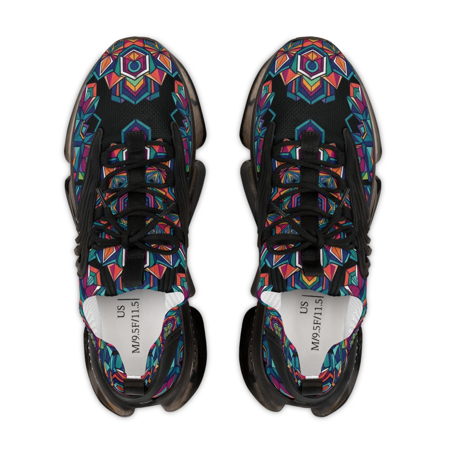Colorful Geometric Mesh Sneakers - Men's Breathable Athletic Shoes