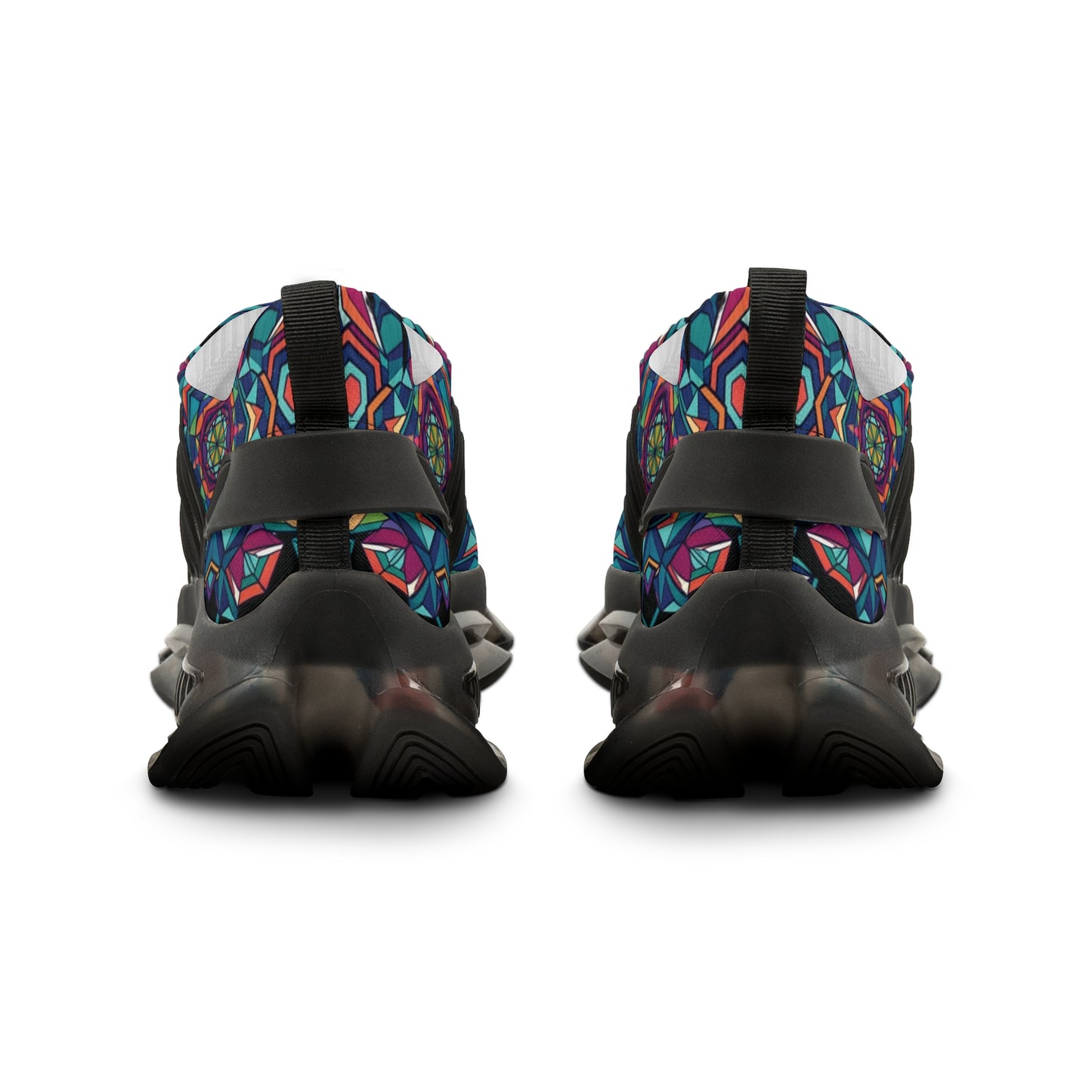Colorful Geometric Mesh Sneakers - Men's Breathable Athletic Shoes