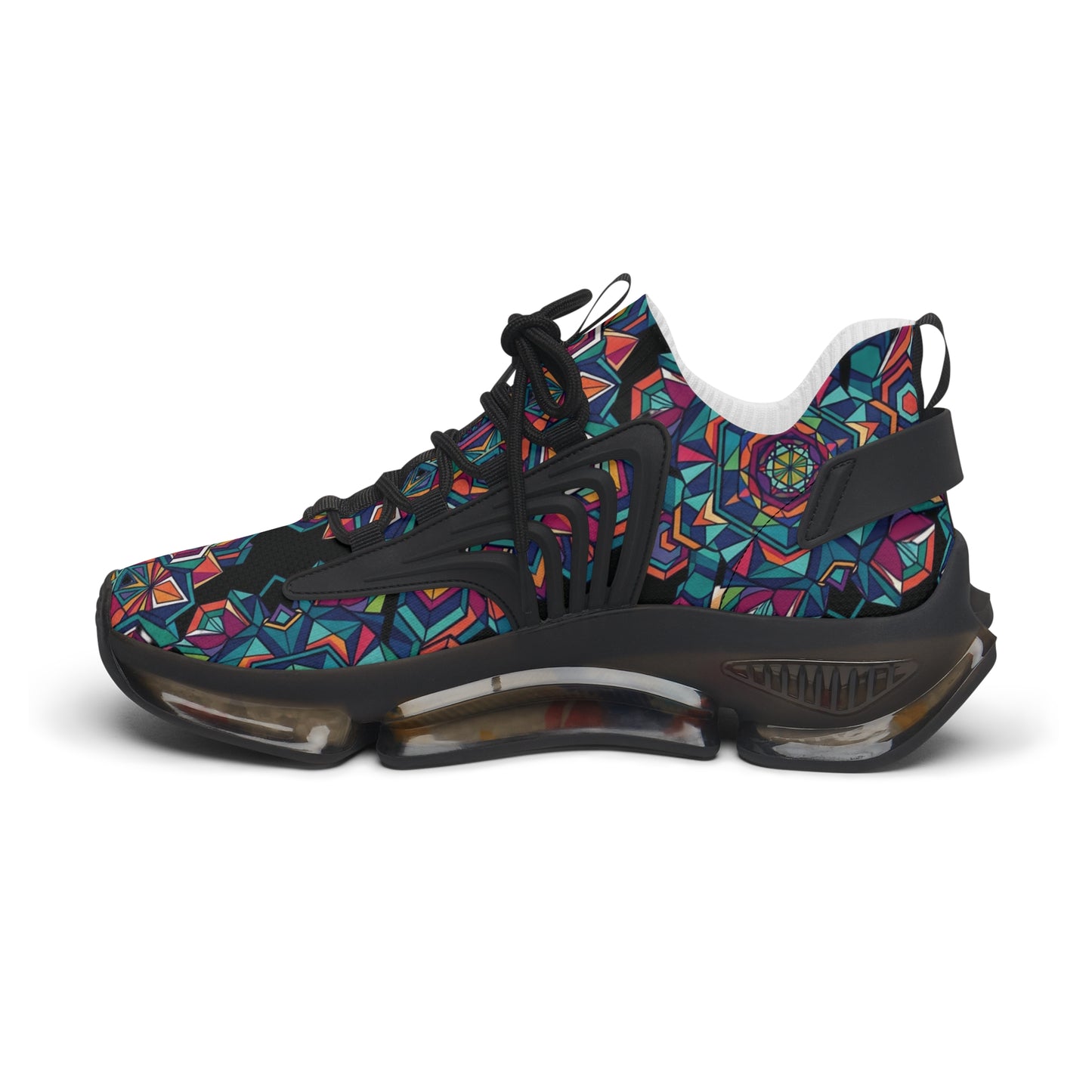 Colorful Geometric Mesh Sneakers - Women's Breathable Athletic Shoes