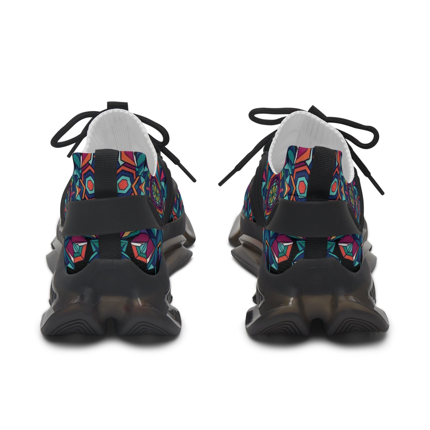 Colorful Geometric Mesh Sneakers - Women's Breathable Athletic Shoes