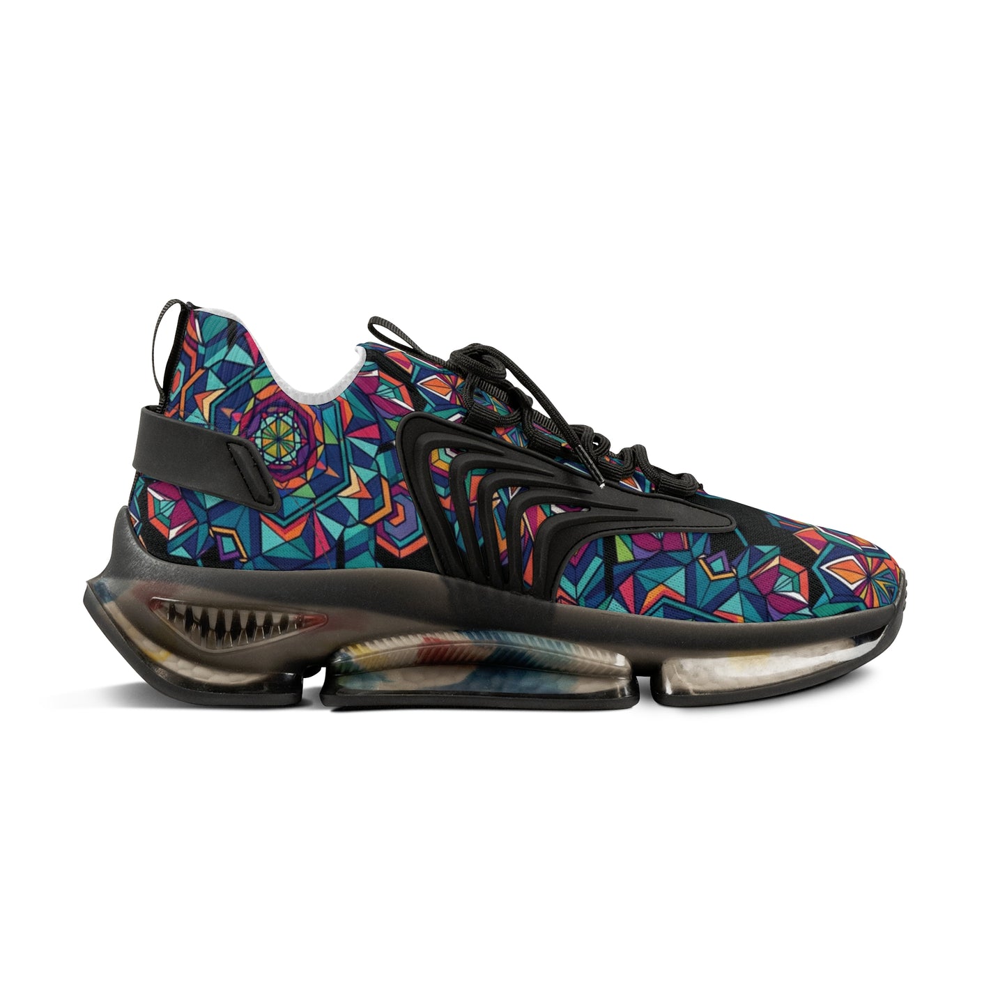 Colorful Geometric Mesh Sneakers - Men's Breathable Athletic Shoes