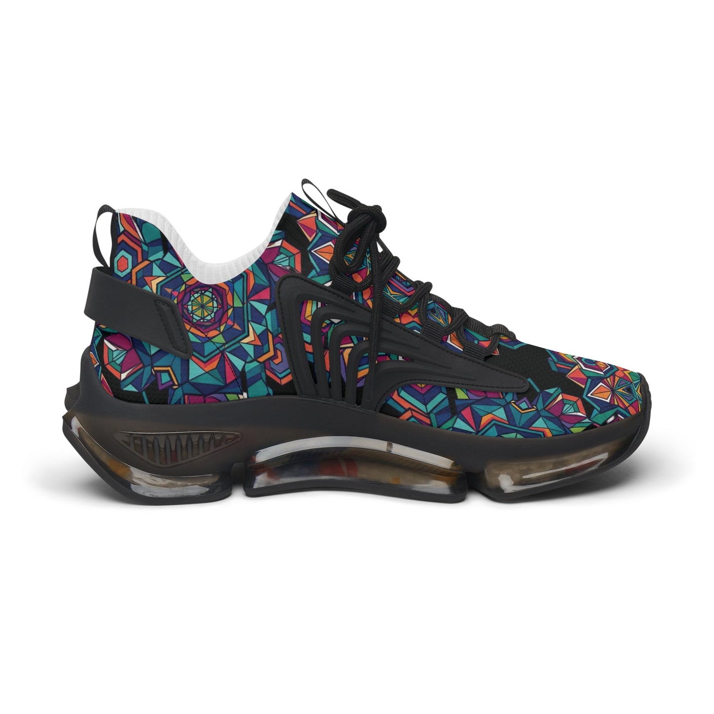 Colorful Geometric Mesh Sneakers - Women's Breathable Athletic Shoes