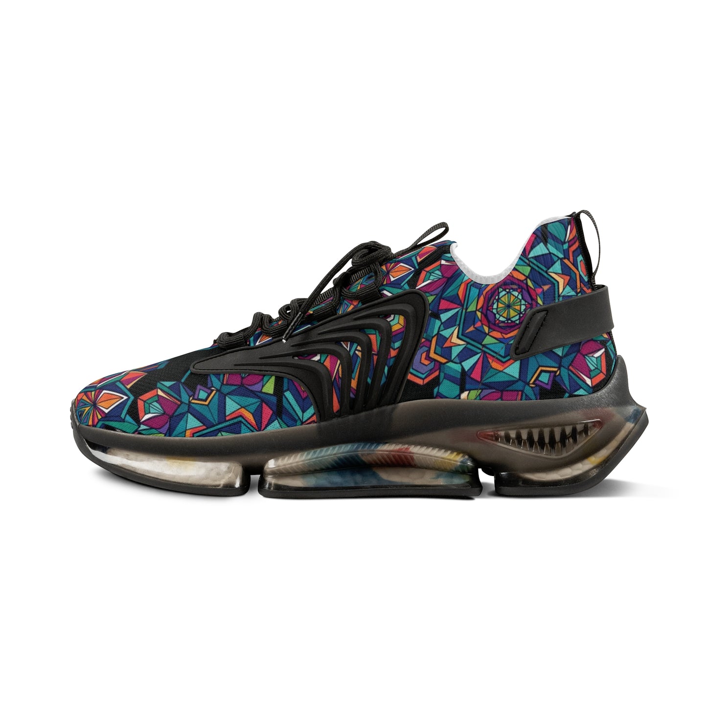 Colorful Geometric Mesh Sneakers - Men's Breathable Athletic Shoes