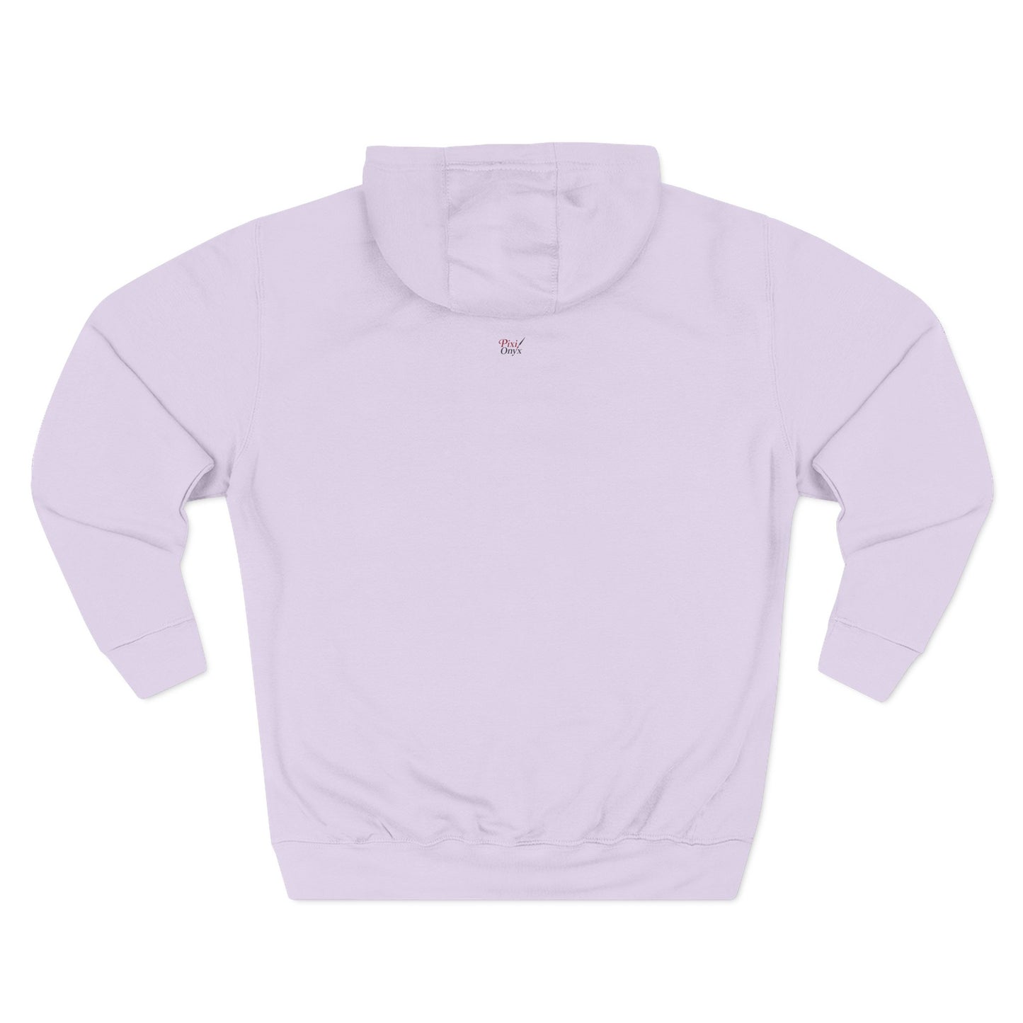 Lilac pullover hoodie with small chest logo and front kangaroo pocket
