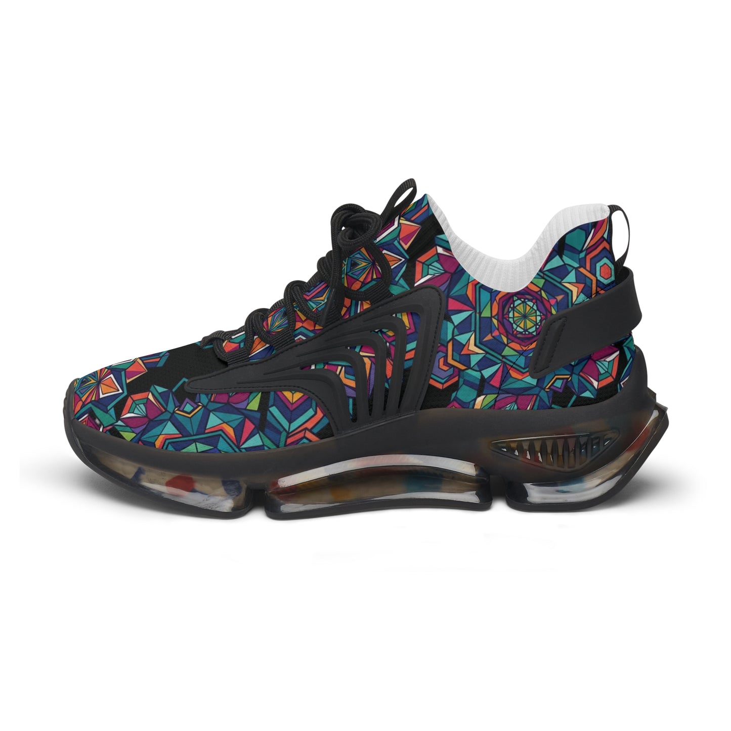 Colorful Geometric Mesh Sneakers - Women's Breathable Athletic Shoes
