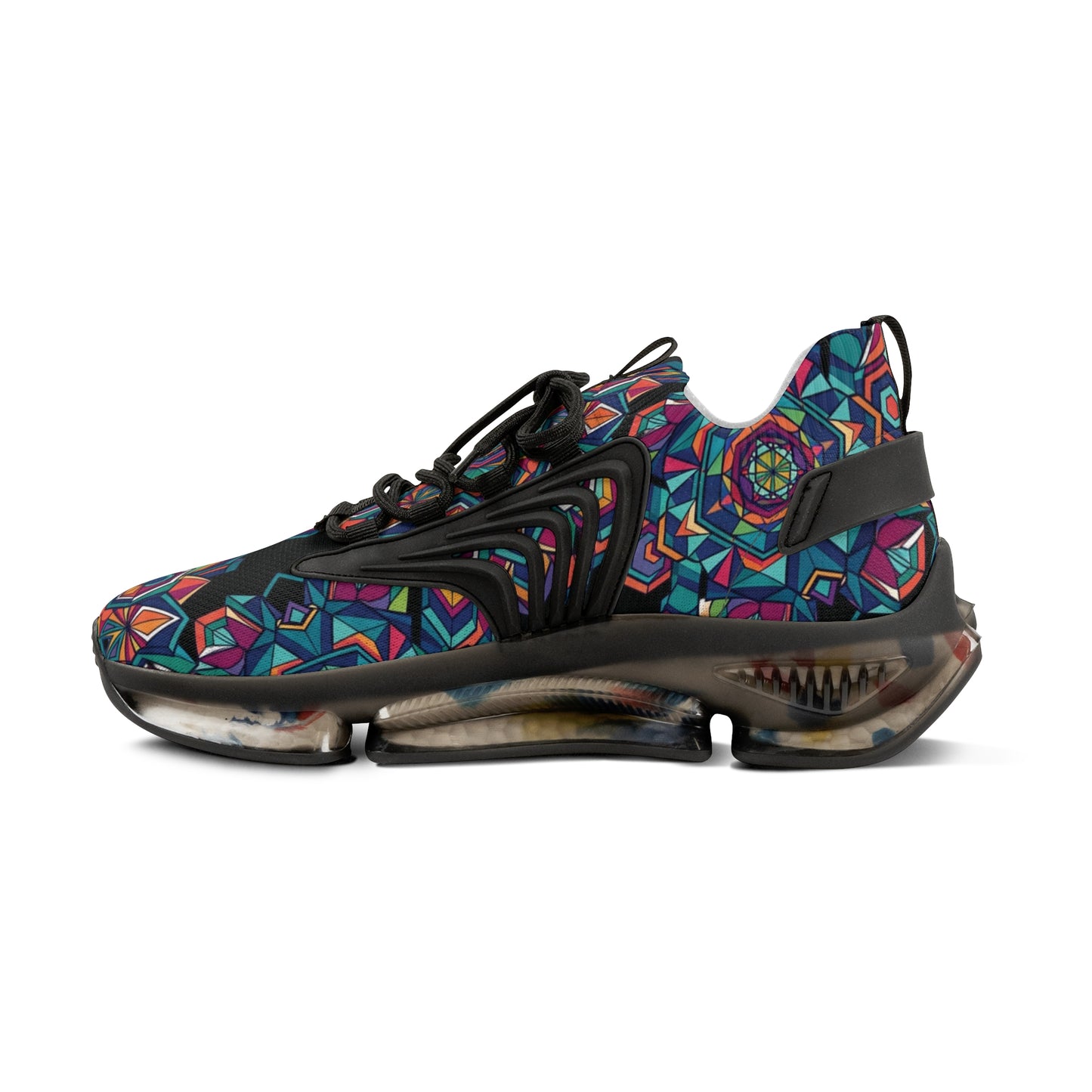 Colorful Geometric Mesh Sneakers - Men's Breathable Athletic Shoes