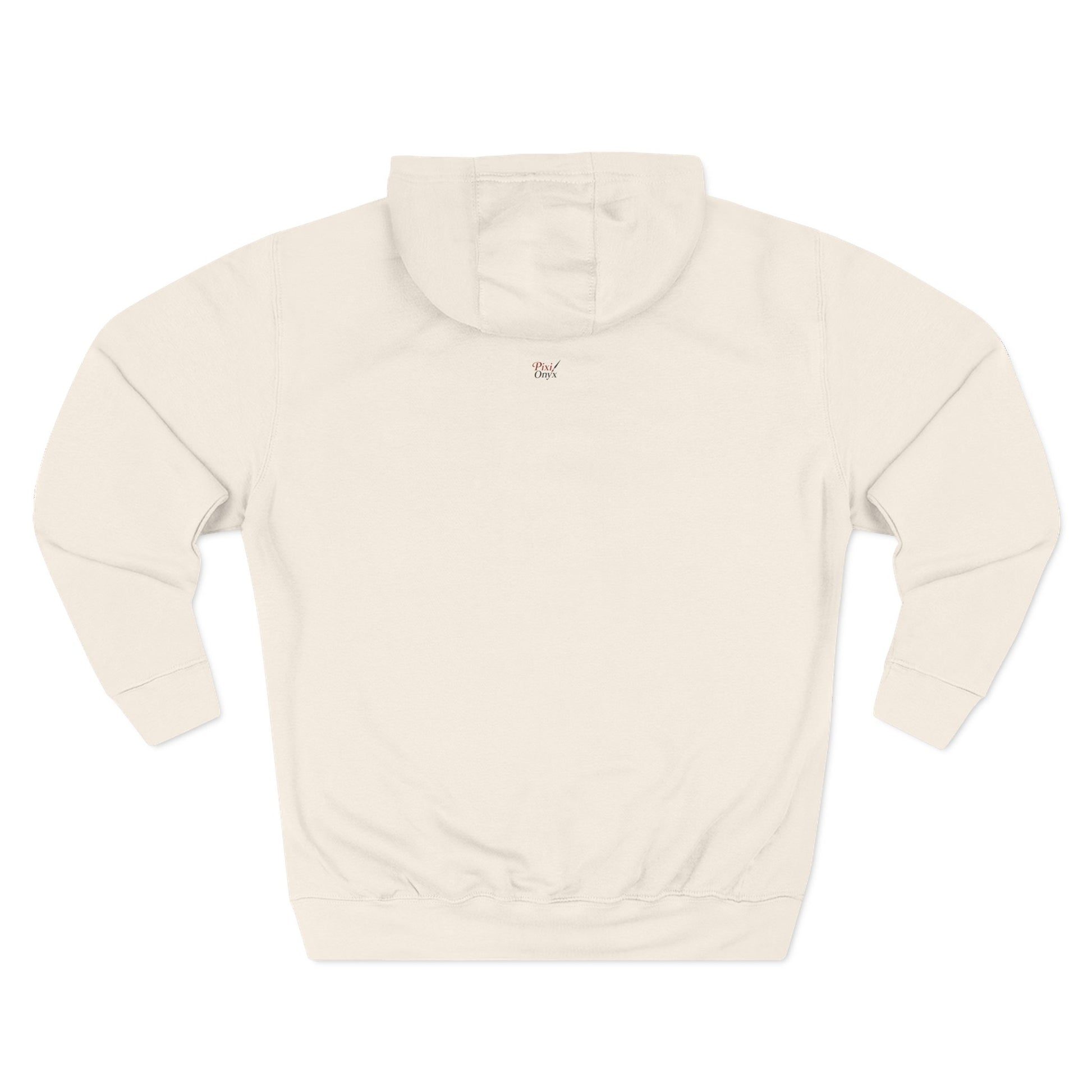 White unisex hoodie with pullover hood and small chest logo