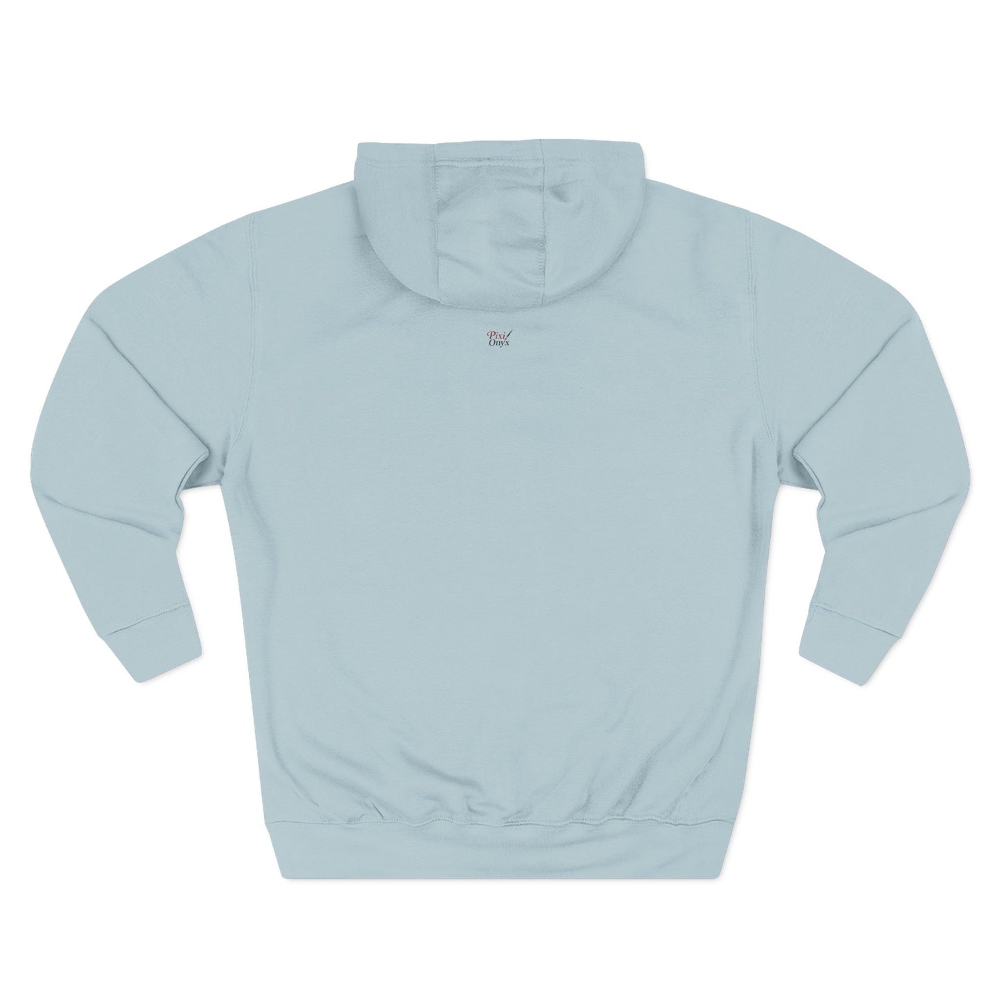 Light blue unisex hoodie with pullover hood and small chest logo