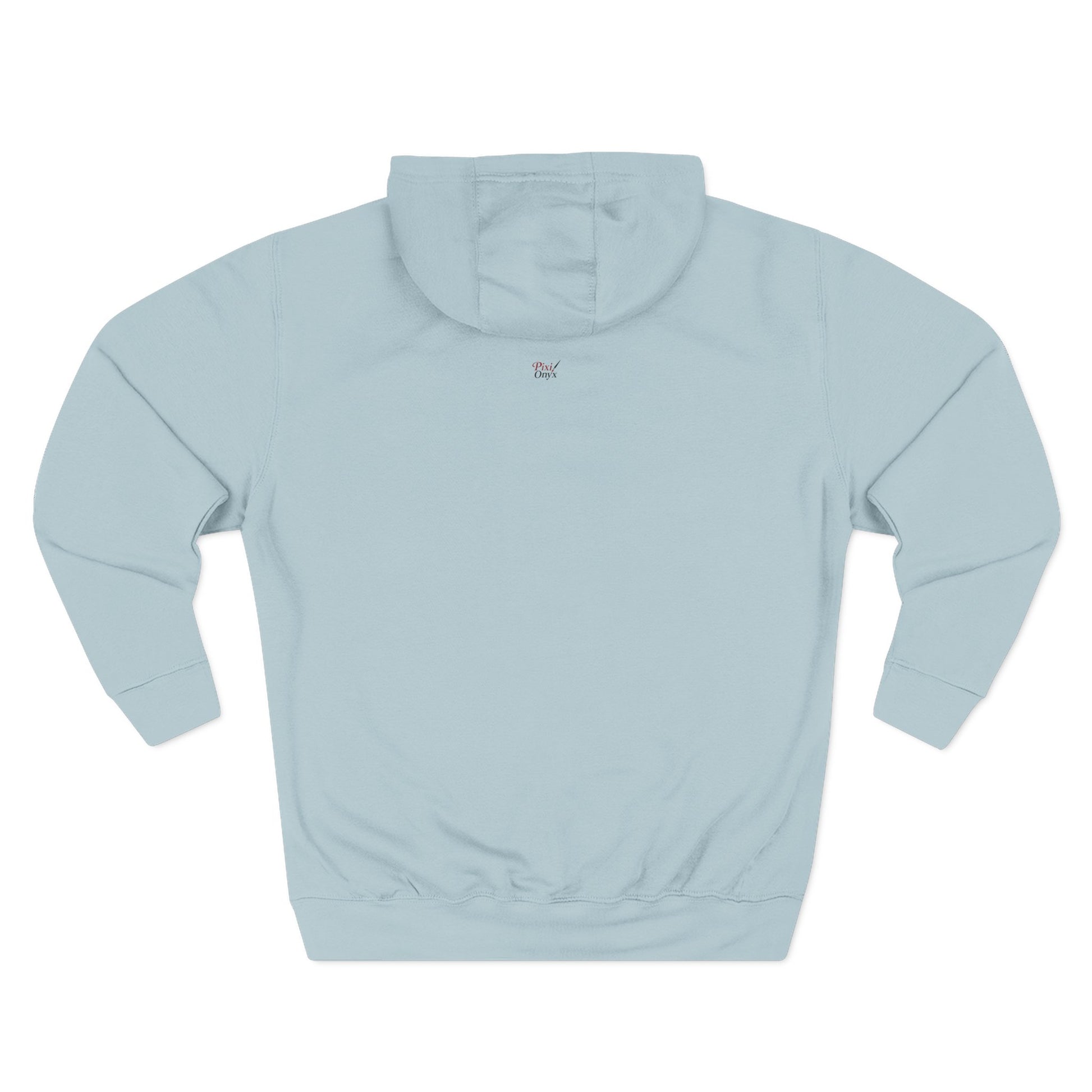Light blue unisex hoodie with pullover hood and small chest logo