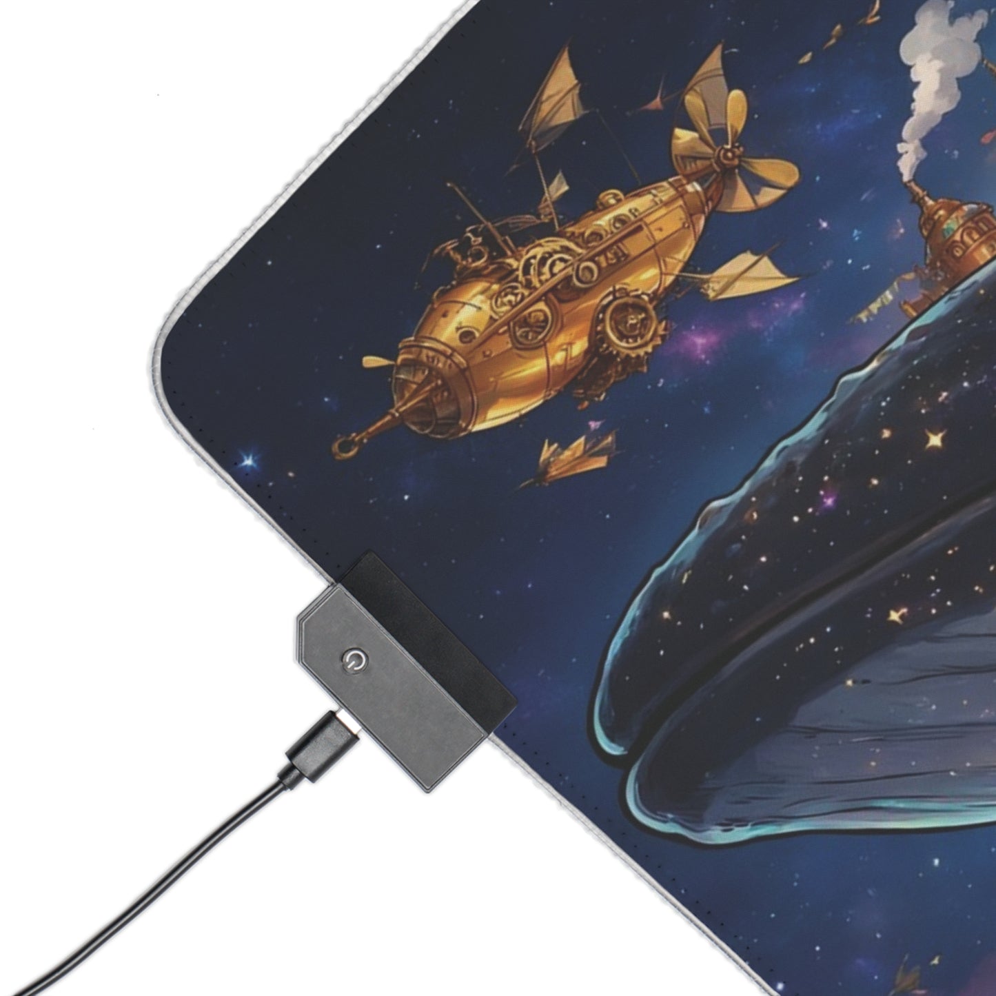 LED Gaming Mouse Pad - Fantasy Whale City RGB Desk Mat for Gamers