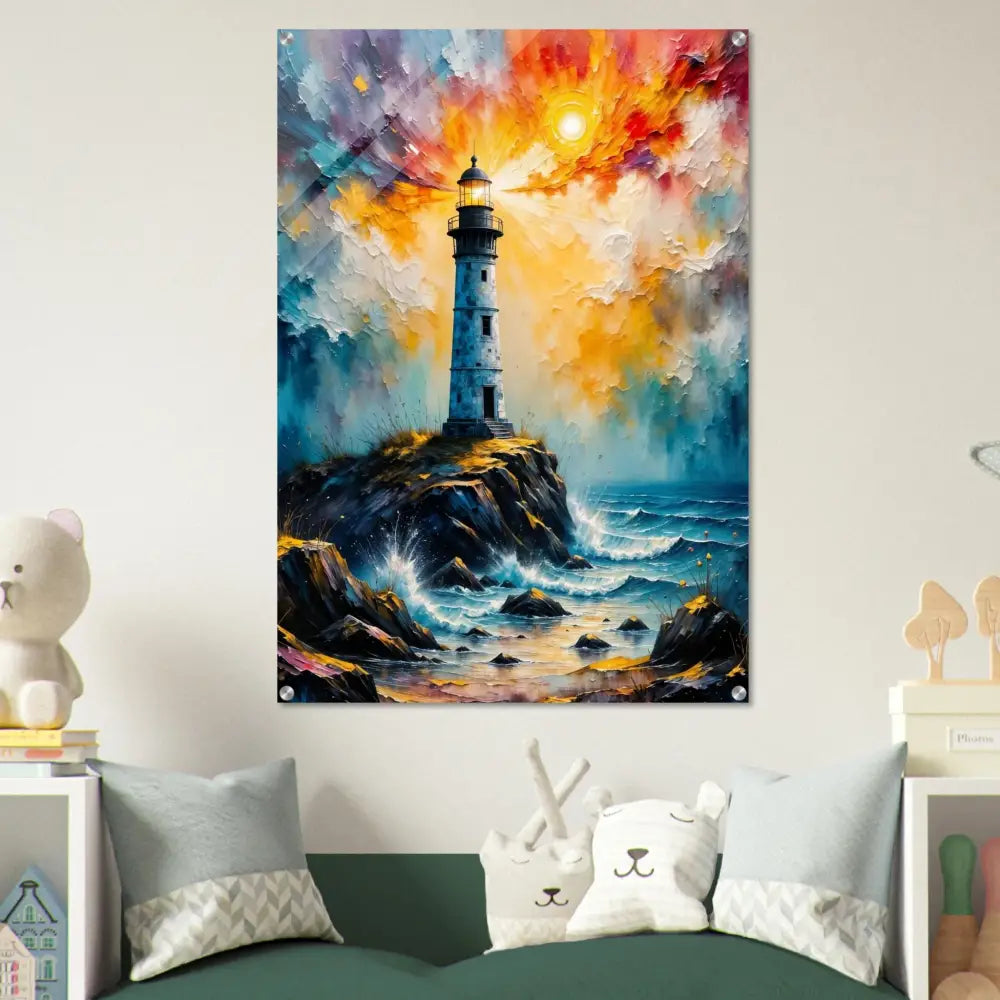 Acrylic Print Beacon of the Stormdream high-gloss photo paper impressionistic lighthouse painting