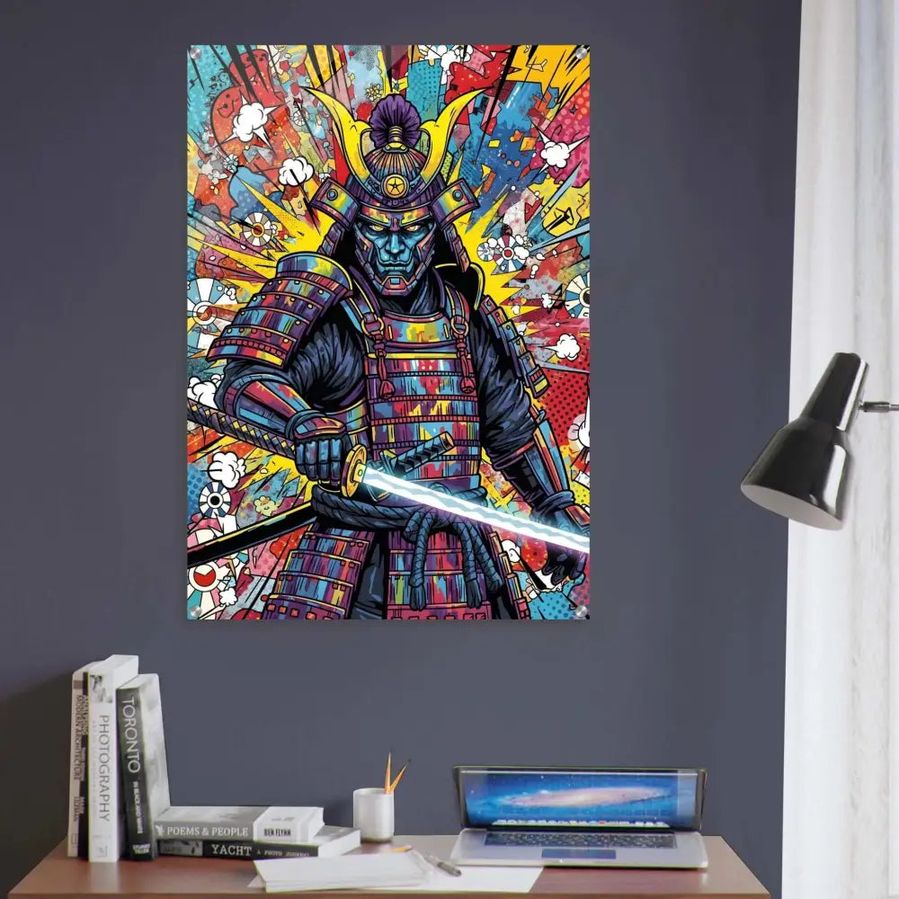 Colorful Samurai Splash art print with glowing katana showcasing pure weaponized color