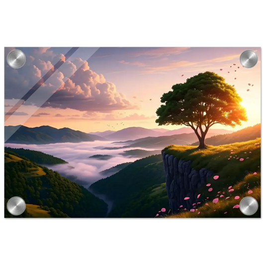 Framed landscape art acrylic print titled The Edge of Dawn by PixiOnyx Crystal Lightscape