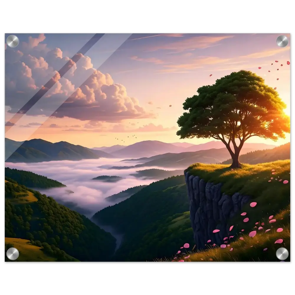 Framed landscape painting acrylic print The Edge of Dawn PixiOnyx Crystal Lightscape