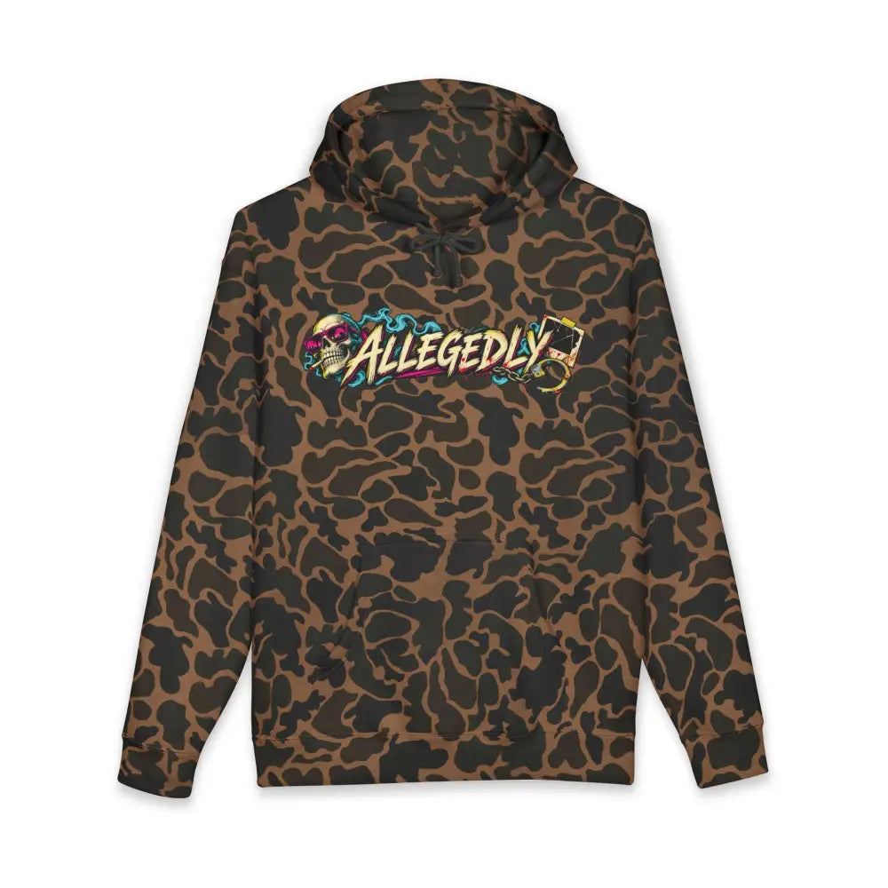 Brown and black leopard print allegedly graphic unisex hoodie with fleece lined hood and ribbed cuffs