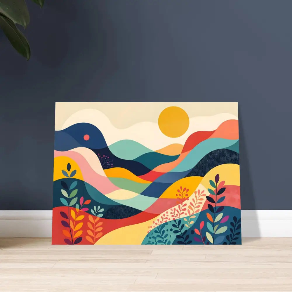 Colorful abstract landscape painting on aluminum print in PixiOnyx Dreamscape Metal collection
