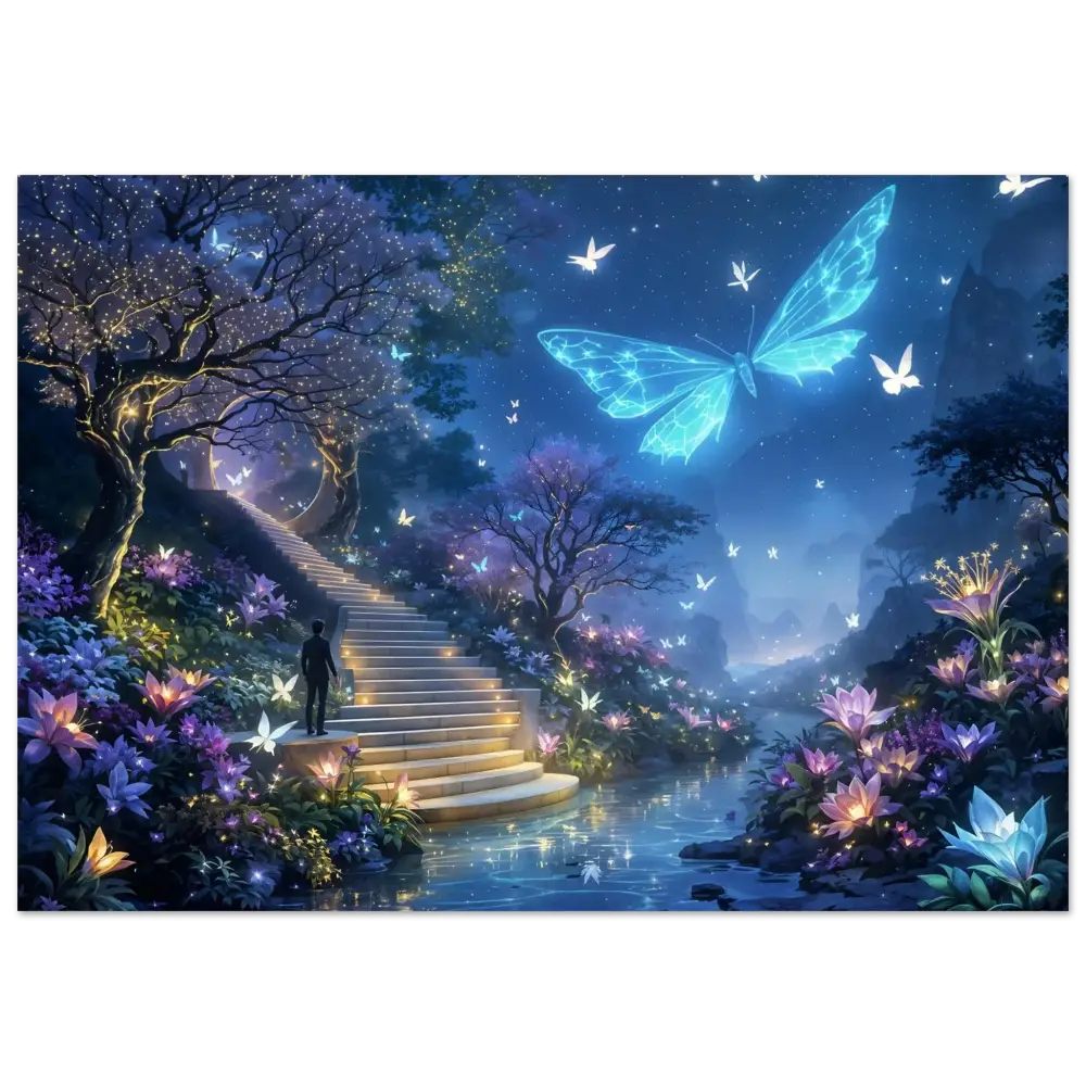 Aluminum Print Biolumina The Valley Beyond enchanting fantasy landscape artwork