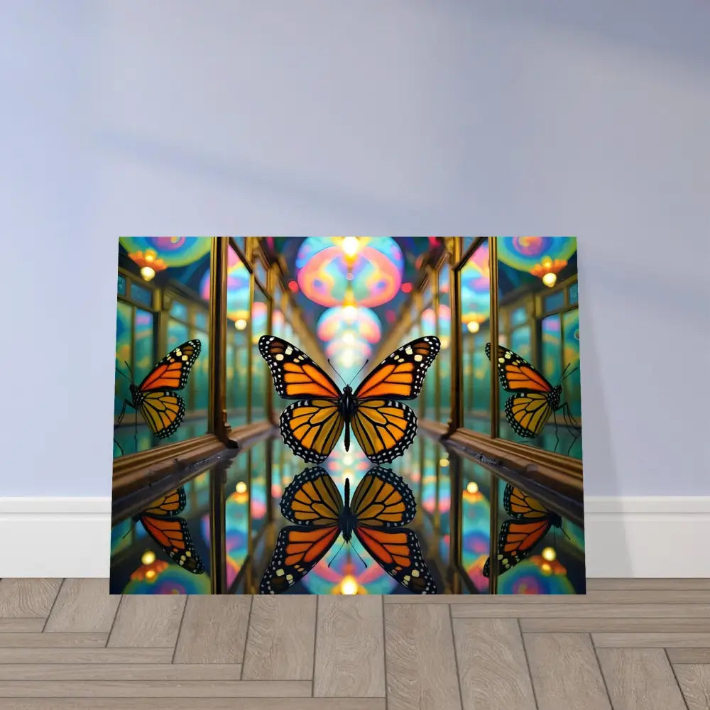 Butterfly mirror art aluminum print titled Butterfly Reflections by PixiOnyx Metallic Nature Burst