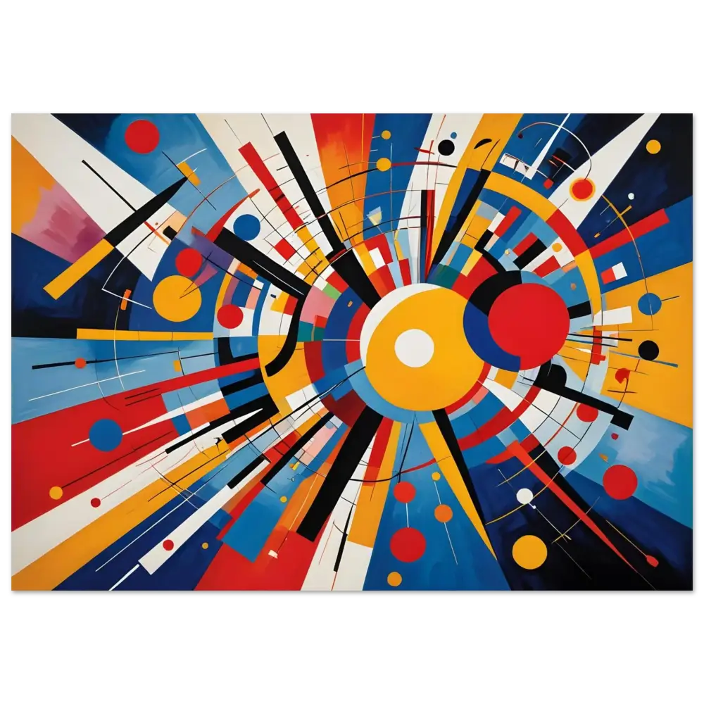 Abstract geometric painting displayed on Aluminum Print Celestial Motion by PixiOnyx