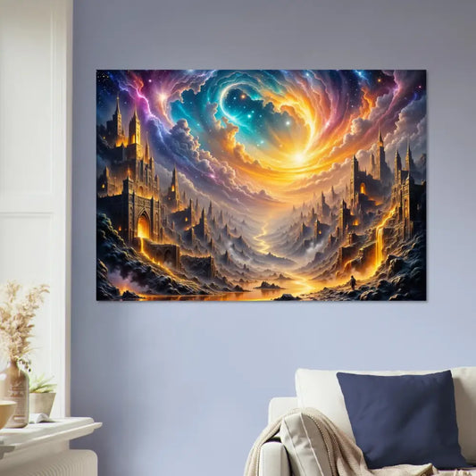 Aluminum Print Eclipsed Citadel Glow PixiOnyx Luminous Realm fantastical landscape painting
