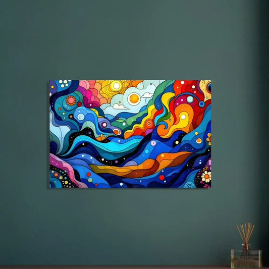 Colorful abstract layered spectrum aluminum print wall art for vibrant home decor