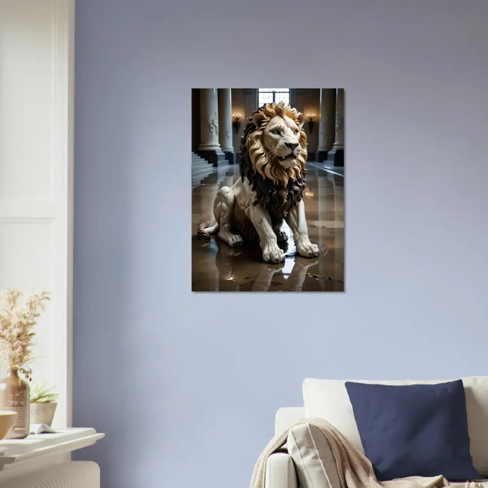 Aluminum print of Marble Lion statue artwork from PixiOnyx Regal Sculpture Series