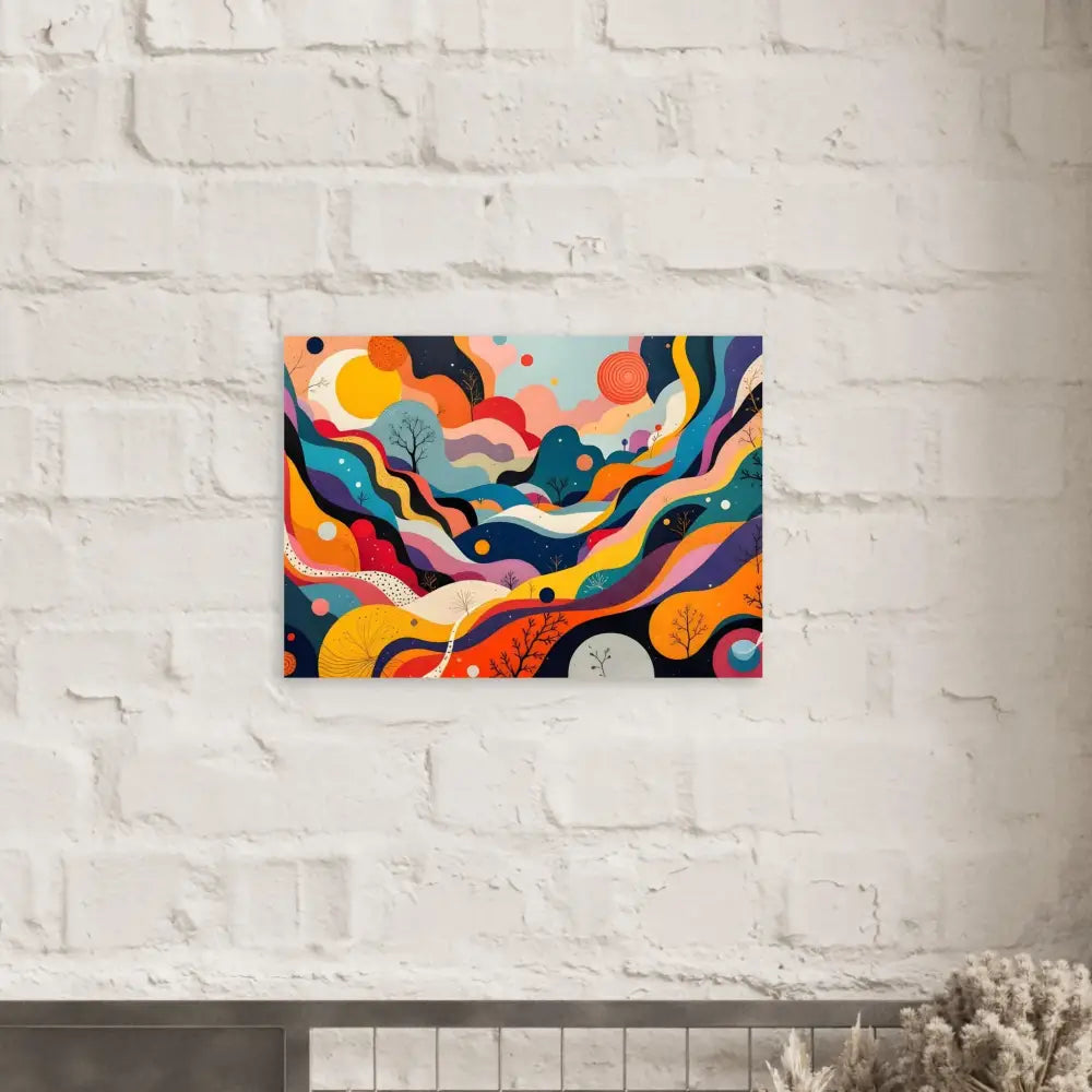 Colorful abstract landscape painting on aluminum print Psychedelic Landscape Flowstate by PixiOnyx