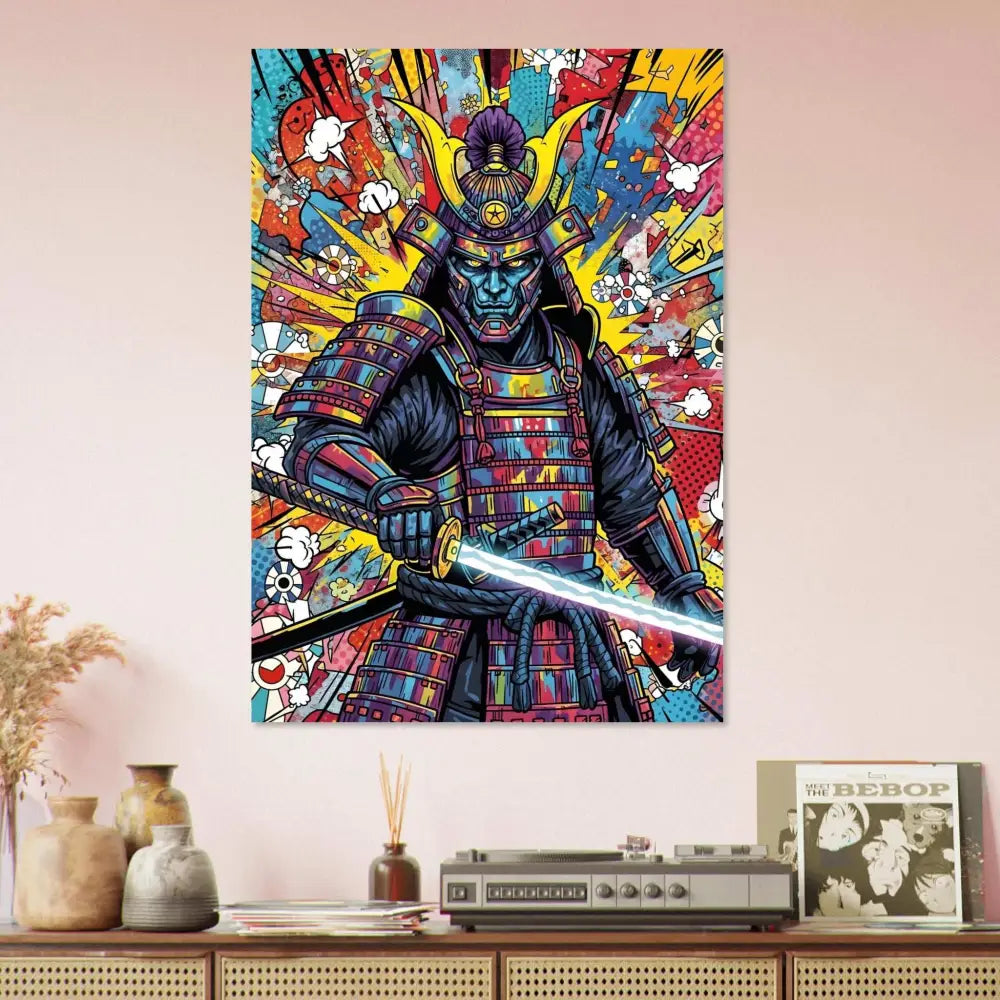 Vibrantly colored Samurai Splash artwork Aluminum Print featuring luminous color and durability