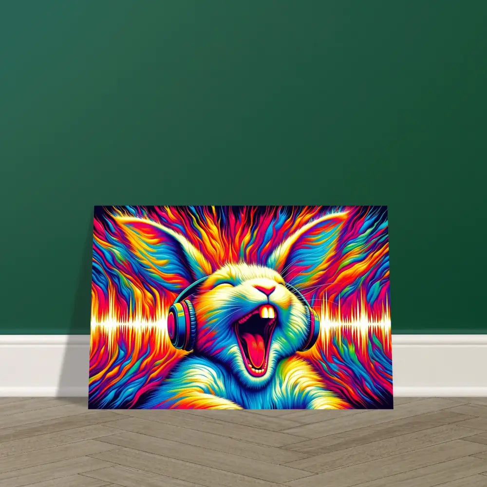 Colorful rabbit art print on Aluminum Print Sonic Scream Psycho Cottontail Quartet PixiOnyx