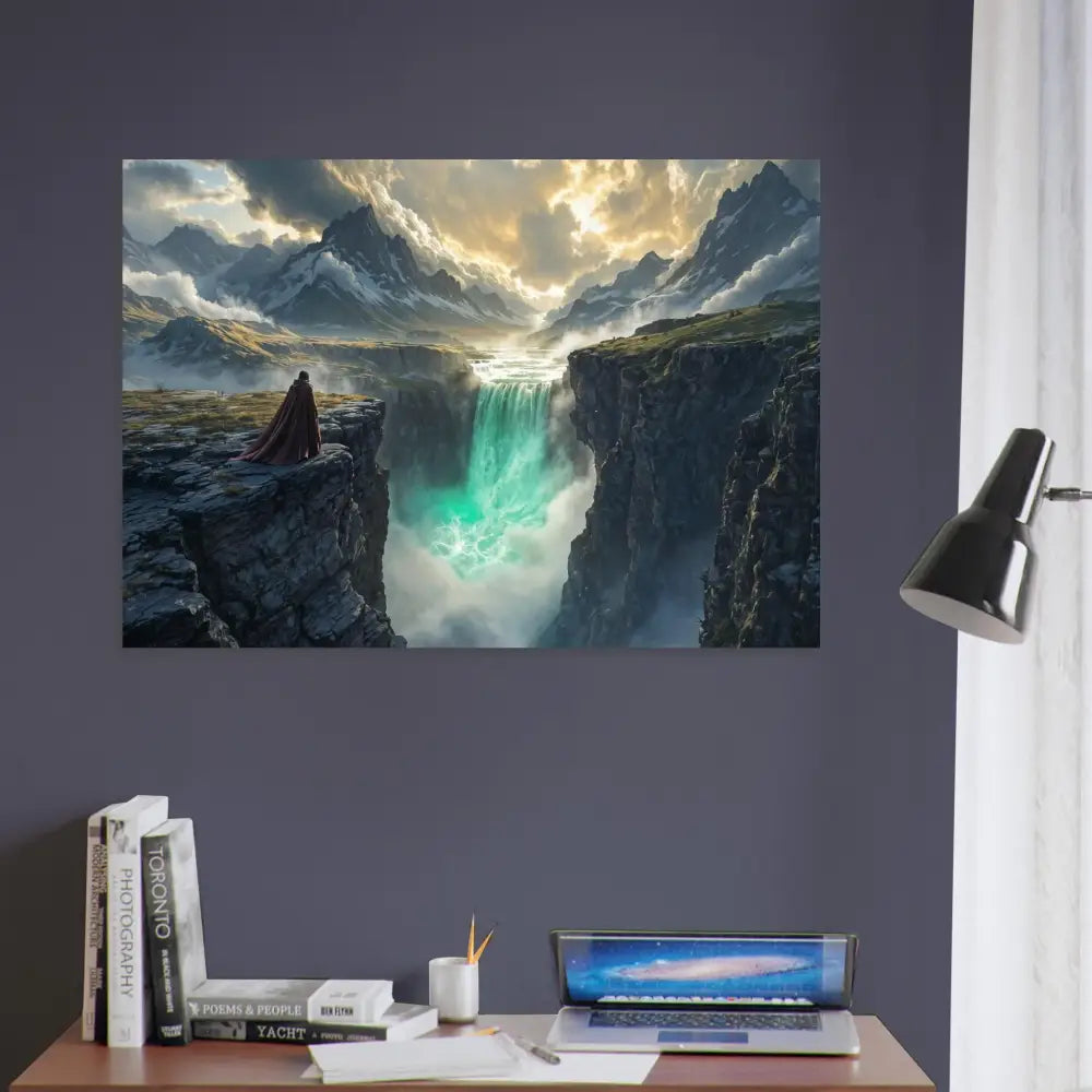 Waterfall landscape art on Aluminum Print The Edge of Silence PixiOnyx Glacial Metal Flow Edition