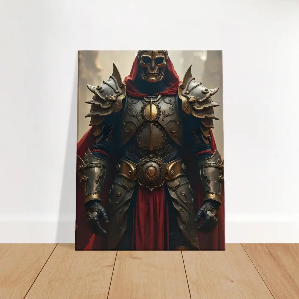 Framed knight in ornate armor displayed on Armoured Warrior Canvas Steel Oath Wall Art
