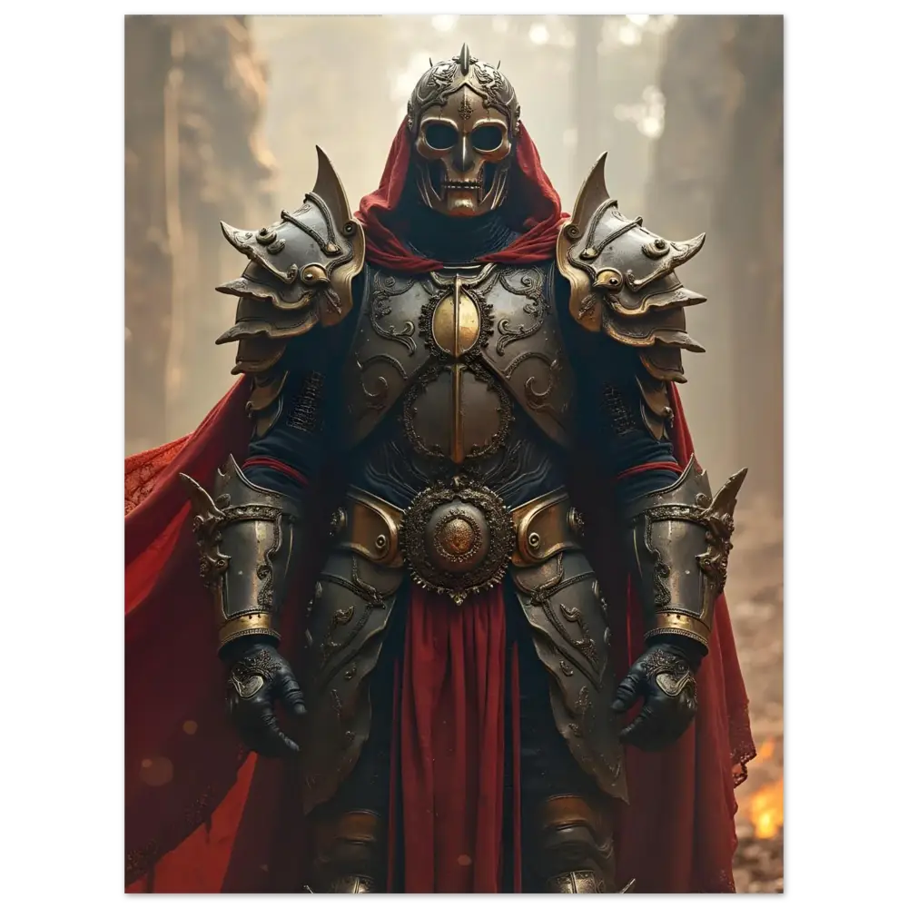 Ornate dark knight armor displayed on Armoured Warrior Metal Print Steel Oath PixiOnyx