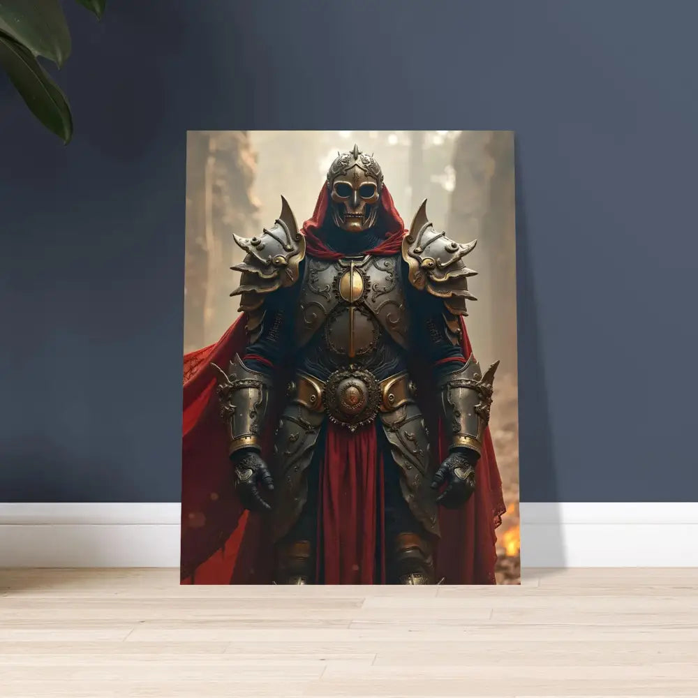 Framed artwork of a skeletal knight from Armoured Warrior Poster Steel Oath PixiOnyx Fine Art Print