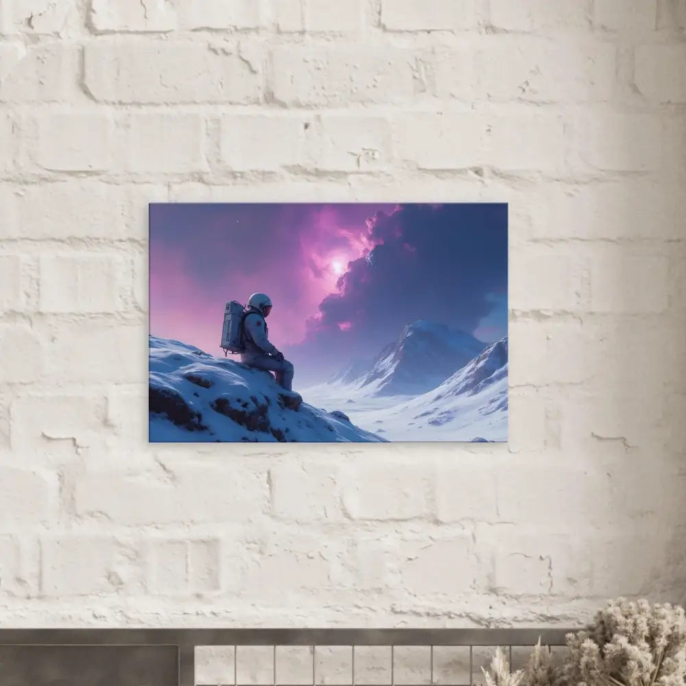 Mounted astronaut landscape art on canvas titled Void Solitude by PixiOnyx Cosmic Wall Print