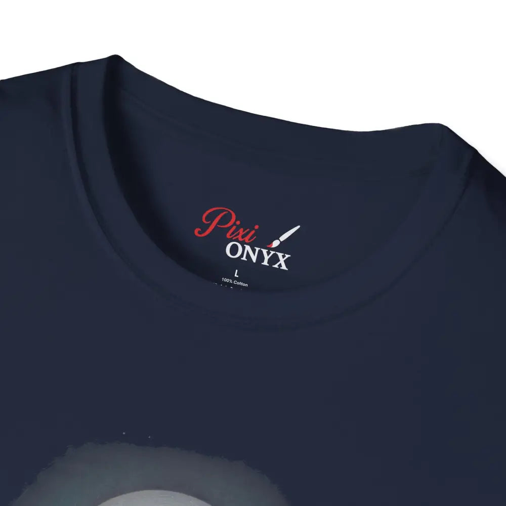 Dark blue Aurora Mountain Unisex Softstyle T-Shirt with ribbed knit collar and shoulder tape