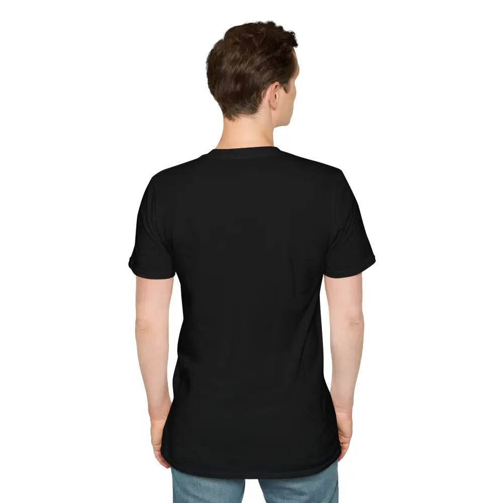Black short-sleeve crew neck T-shirt with ribbed knit collar and shoulder tape stabilizes