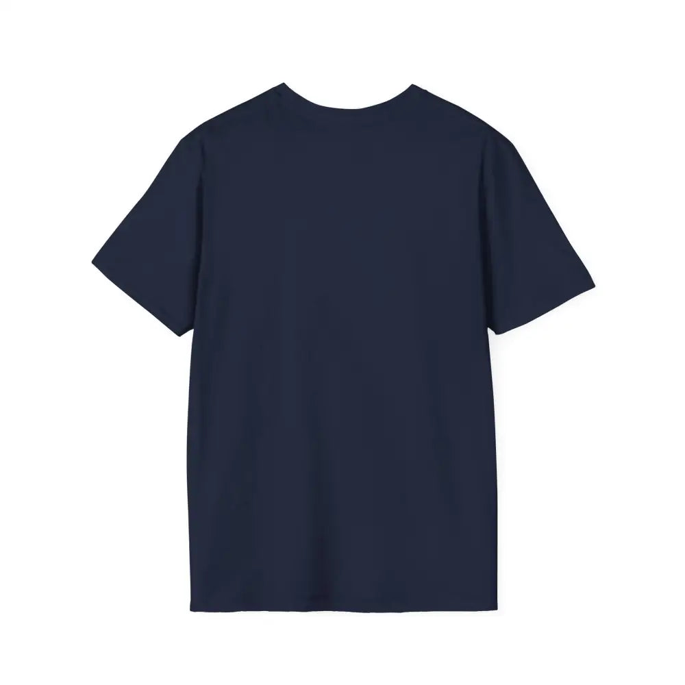Plain navy blue short-sleeved T-shirt with ribbed knit collar and shoulder tape for outdoor enthusiasts