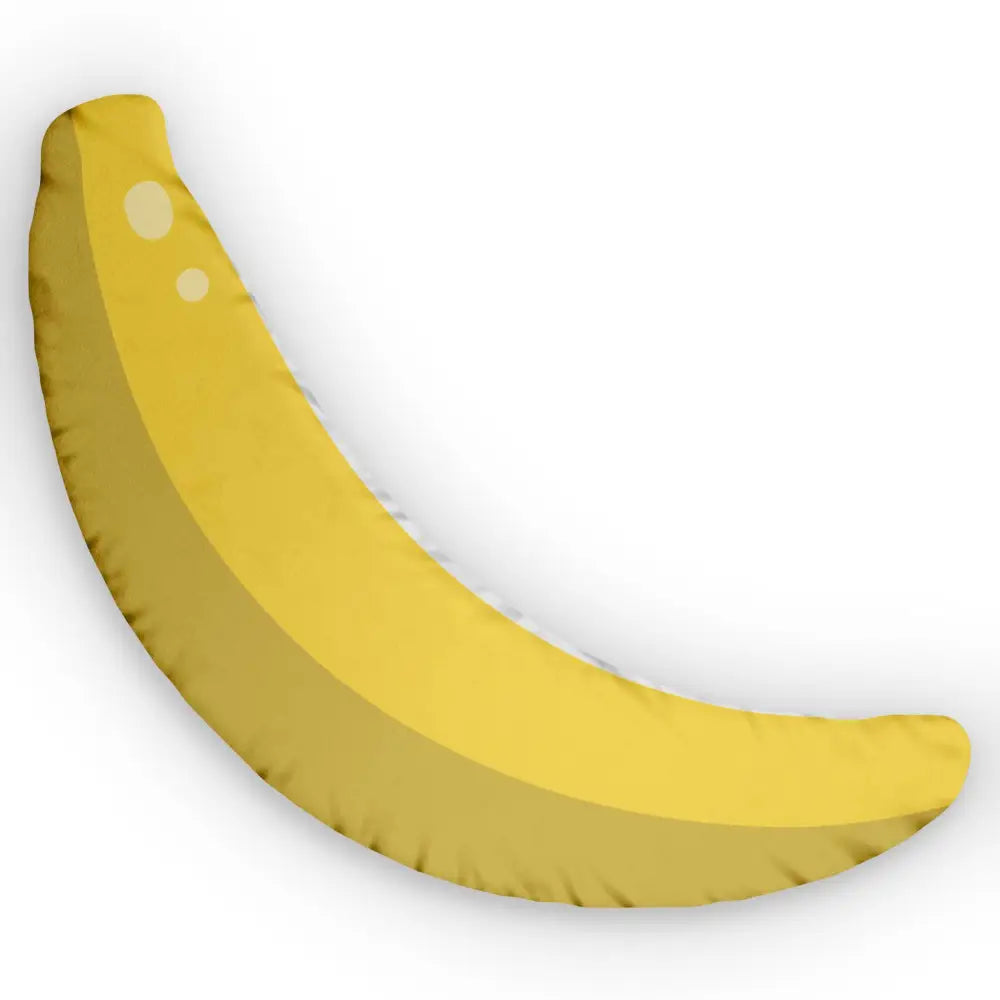Ripe yellow banana shaped pillow with brown spots, surreal fruit cushion by PixiOnyx Playful Decor