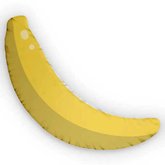 Ripe yellow banana shaped pillow with brown spots, surreal fruit cushion by PixiOnyx Playful Decor