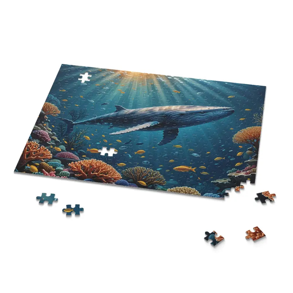 Blue Whale Jigsaw Puzzle with Missing Pieces showcasing Ocean Depths theme