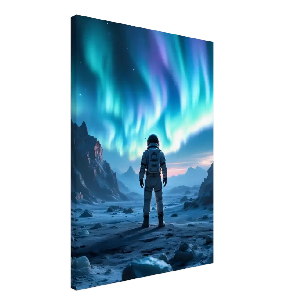 Astronaut gazing at Aurora Borealis on Canvas PixiOnyx Frozen Orbit Edition