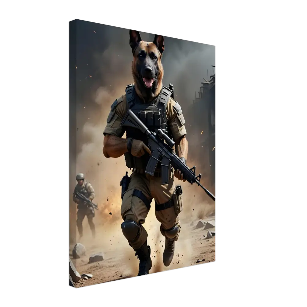 Anthropomorphic dog soldier from Canvas Battlehound Vanguard PixiOnyx Urban Warrior